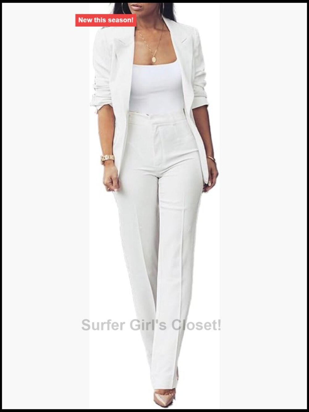 2 Piece Pant Suit Dressy Long Sleeve Blazer and Slim Fit Pants Set Business